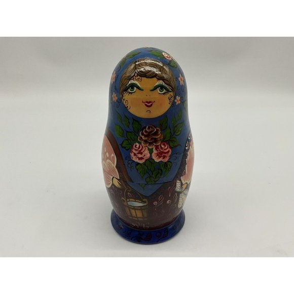 Russian Handpainted Wooden Nesting Dolls - Set of 5 - Tallest is 6" Dated 1992 - Picture 7 of 16